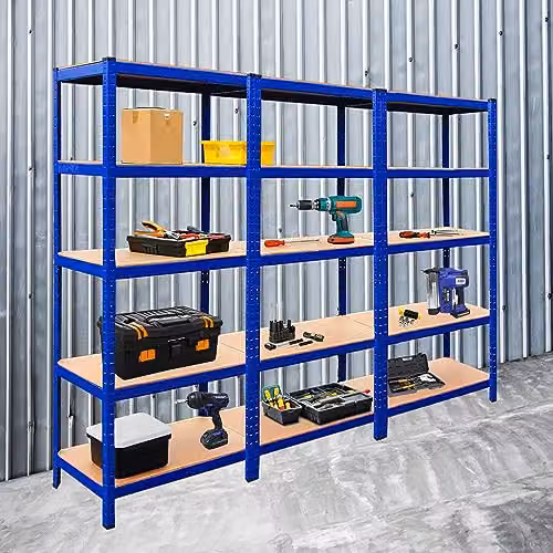 Monster Racking Steel Shelving Units, Blue, W: 90 cm, D: 45 cm, H: 180 cm – 8