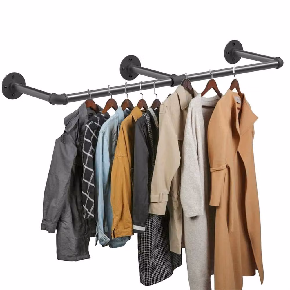 NESTLUNE Heavy Duty Metal Clothes Hanging Rail in Black, W: 100 cm, D: 15 cm – 3