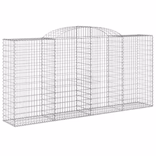 vidaXL Set of 6 Arched Gabion Baskets in Silver Galvanised Steel, W/D/H: 300 x 50 x 140/160 cm – 1