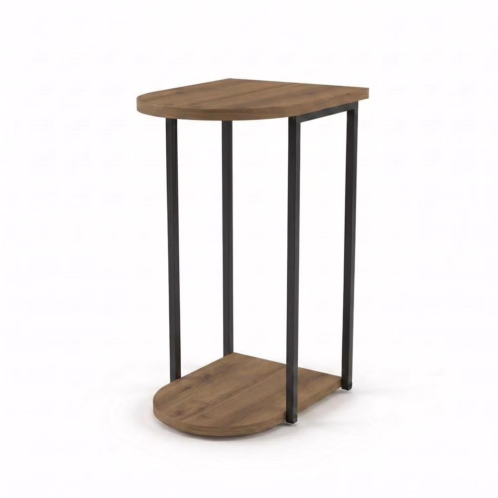 Decortie Roya Half-Round Side Table with Metal Frame in Brown – 2