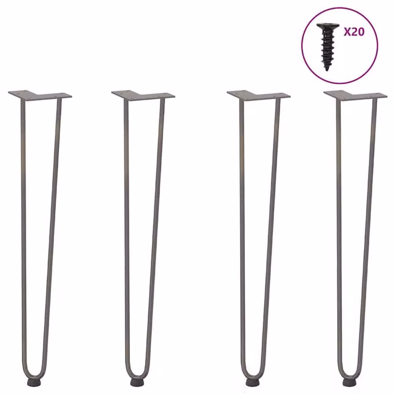 Berkfield Home Hairpin Table Legs, 4 Piece Set, Grey Steel, Height: 72 cm