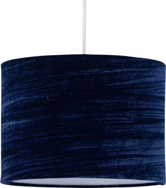First Choice Lighting Blue Crushed Velvet Cylinder Pendant Lightshade, Diameter: 30 cm – 1
