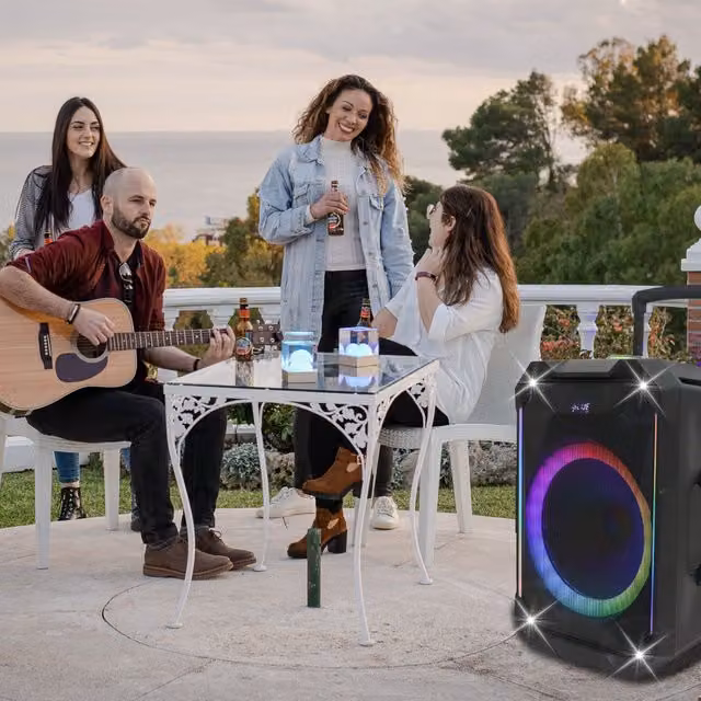 N-GEAR The Flash 1040 10 Inch Bluetooth Karaoke Speaker with Disco Light and Microphone, Black