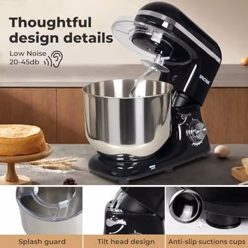 Spector 8L Heavy Duty Stand Mixer in Black with 1400W Motor and 6-Speed Function – 4