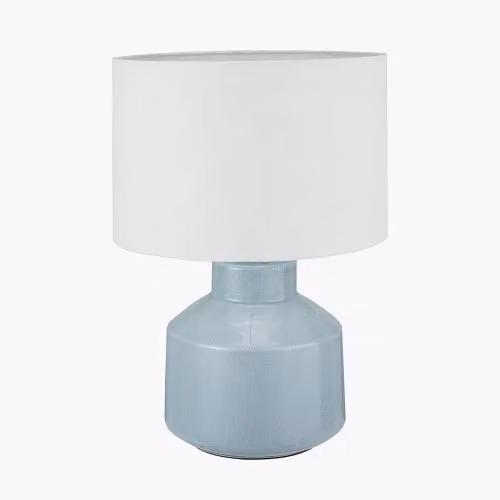 Ruma Small Crackle Effect Table Lamp with Ceramic Base and Blue and White Fabric Shade – 2