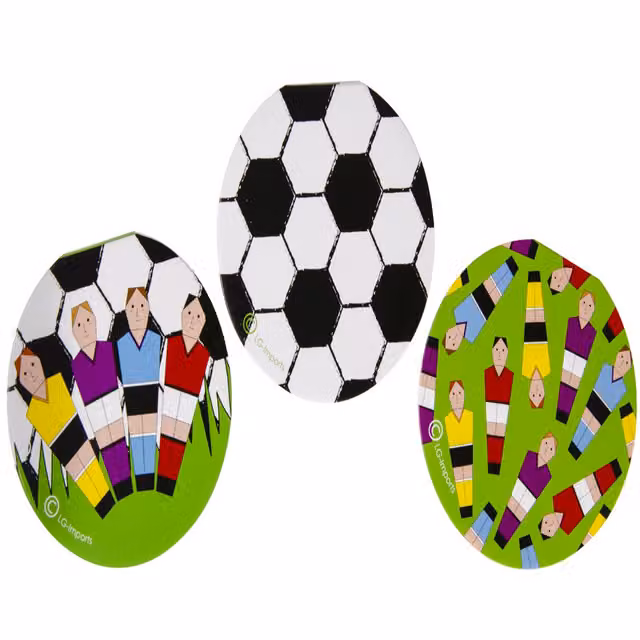Baker Ross Pack of 12 Round Football Theme Softcover Notebooks, White and Multicolour, Diameter: 8 cm