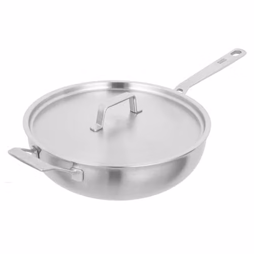 Kuhn Rikon Culinary Fiveply Uncoated Stainless Steel and Aluminium Wok in Silver, Diameter: 28 cm – 1