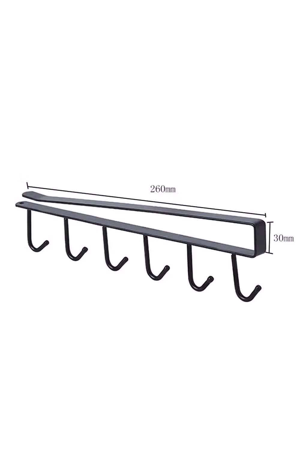 Living and Home Metal Kitchen Utensil and Cup Hanging Rack with 6 Hooks in Black – 2