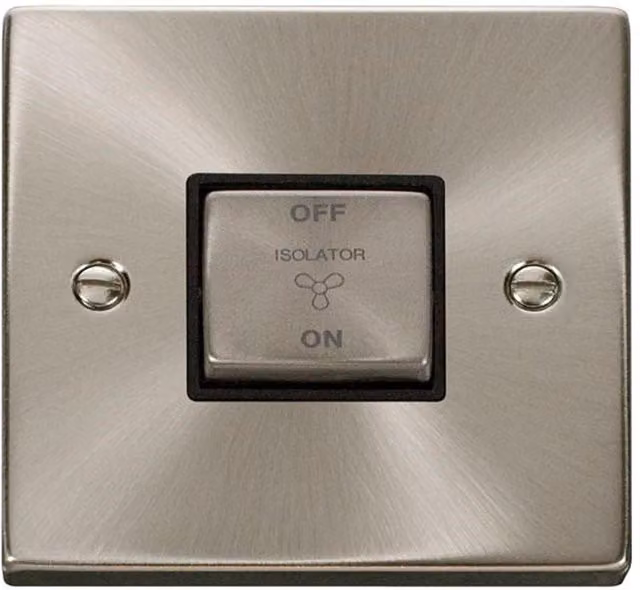 SE Home 10A 1 Gang 3 Pole Fan Isolation Switch in Brushed Chrome and Metallic Silver
