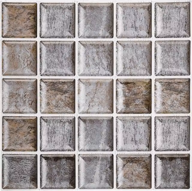 Livingandhome 10-Pack Grey 3D Self-Adhesive Faux-Tile Wall Stickers