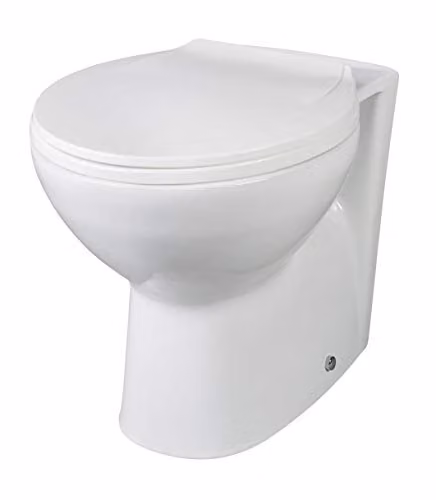 Nuie BTW002 Melbourne Modern Ceramic Back to Wall Bathroom Toilet Pan, White, W/D/H: 35.5 x 52.0 x 41.0 cm