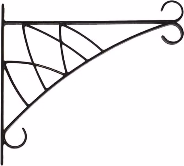 Garden Pride Lotus Design Hanging Basket Bracket in Black, Plastic Coated Steel, W/D/H: 38 x 30 x 23 cm