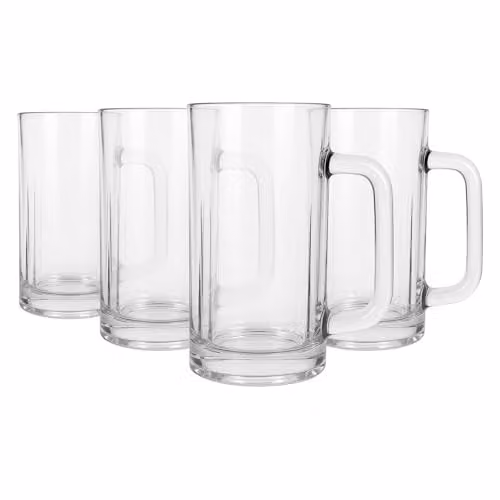 Argon Tableware Set of 4 Transparent Glass Beer Mugs, 540 ml