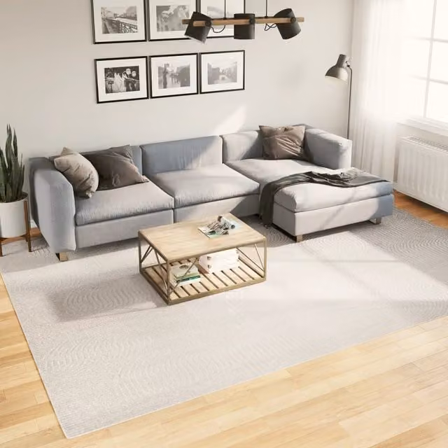 Berkfield Home IZA Short Pile Scandinavian Geometric Rug in Cream and Beige, W: 240 cm, D: 340 cm – 1