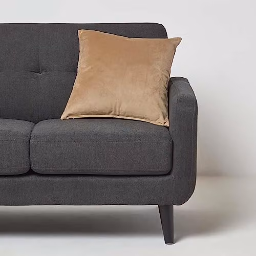 Homescapes Beige Velvet Square Cushion with Microfibre Insert, W/D/H: 45 x 45 x 45 cm – 2