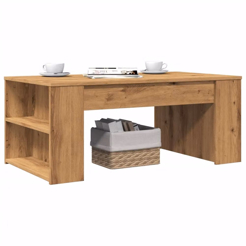 Berkfield Home Artisan Oak Decorative Coffee Table in Brown, W/D/H: 102 x 55 x 42 cm – 2