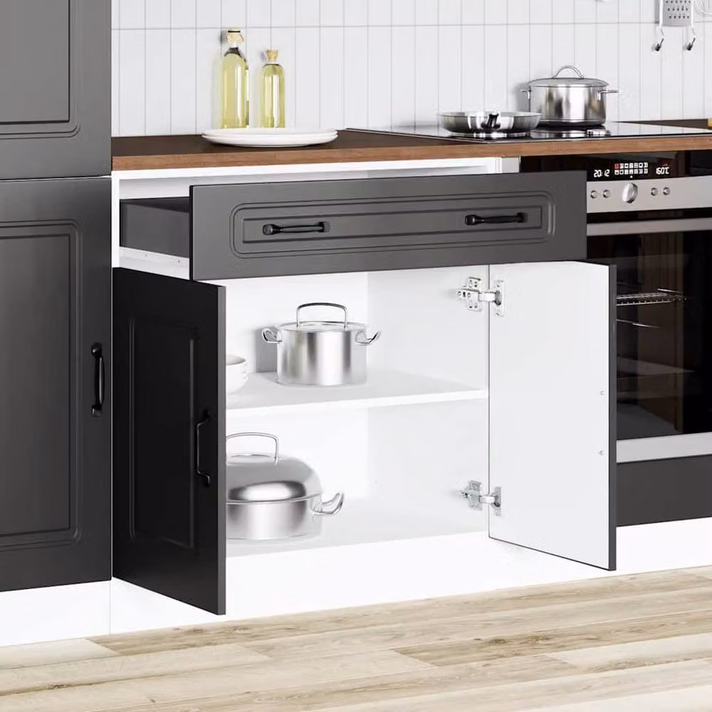 Berkfield Home Kalmar Black Matt Engineered Wood Kitchen Base Cabinet – 2