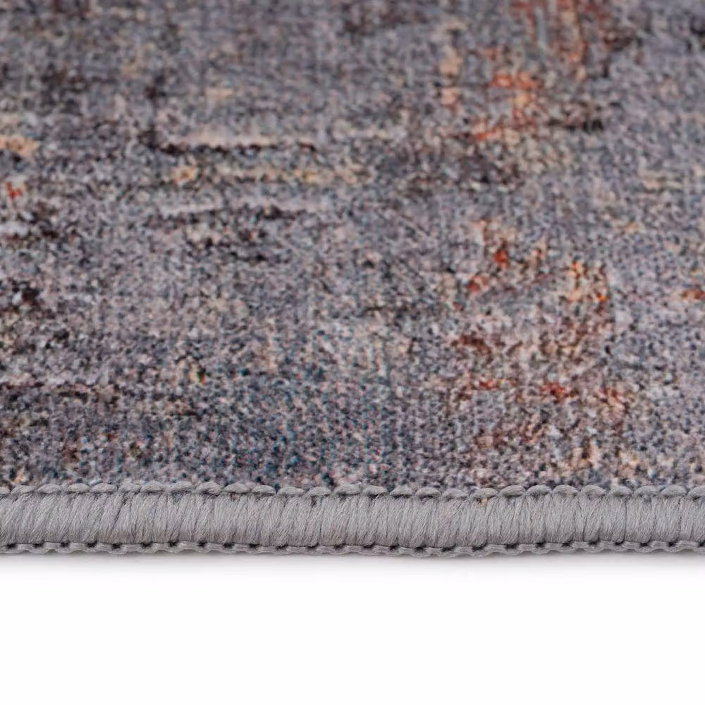 Kukoon Abstract Design Cotton Chenille Rug in Grey and Gold, W/D/H: 240 x 60 x 1.2 cm – 7