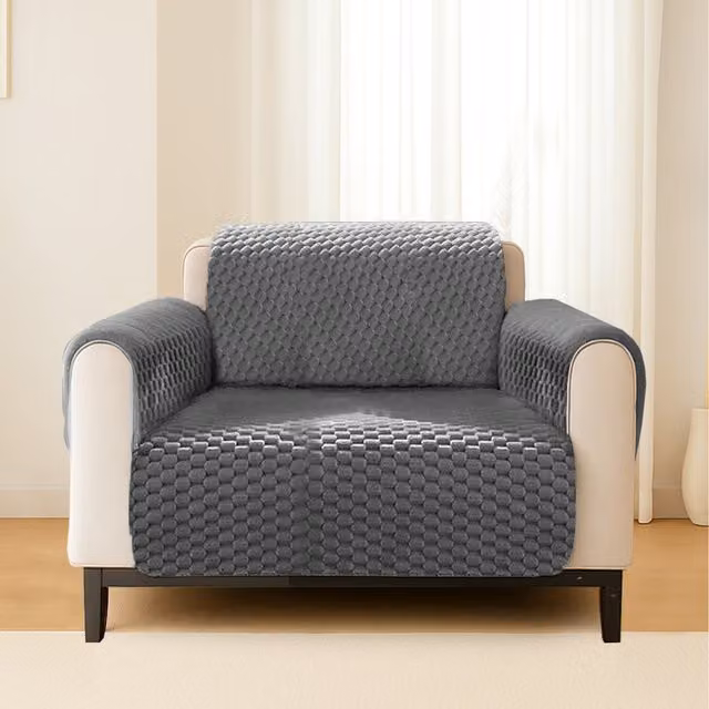 Home Republic Luxury Chunky Popcorn Thermal Sofa Protector in Anthracite Grey, Width: 60 cm