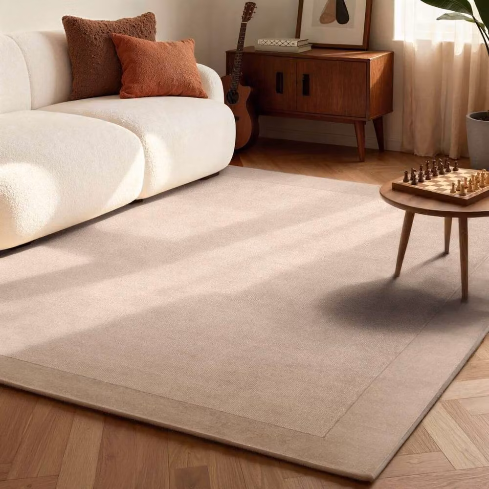 Villeroy & Boch 1812 Kari Handmade Round Wool Blend Bordered Rug in Beige, Diameter: 200 cm – 2