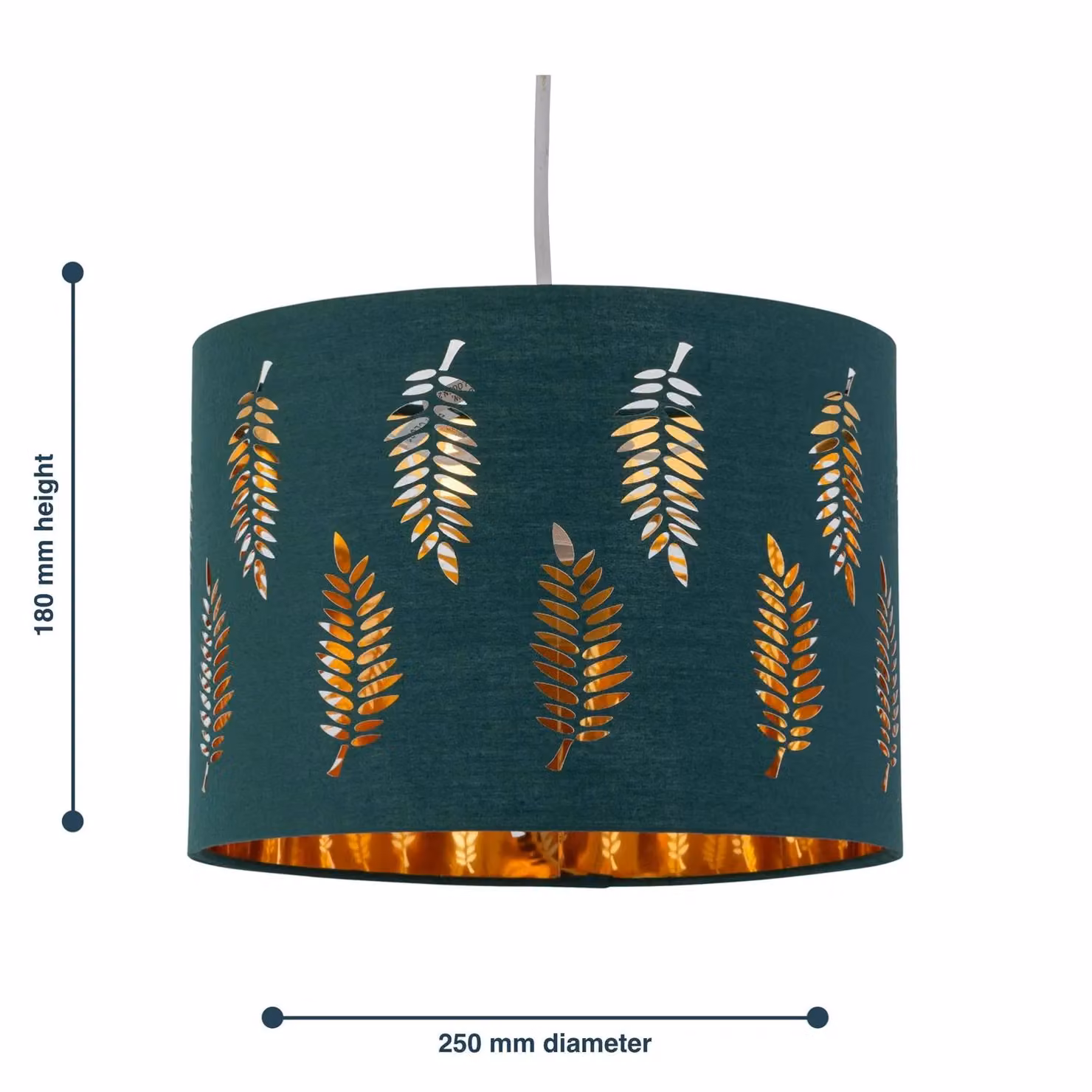First Choice Lighting Fern Green Fabric Round Pendant Lightshade, Diameter: 25 cm – 5