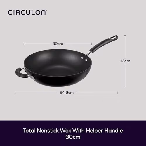 Circulon Total Induction Non Stick Wok, Black, Diameter: 30 cm – 5