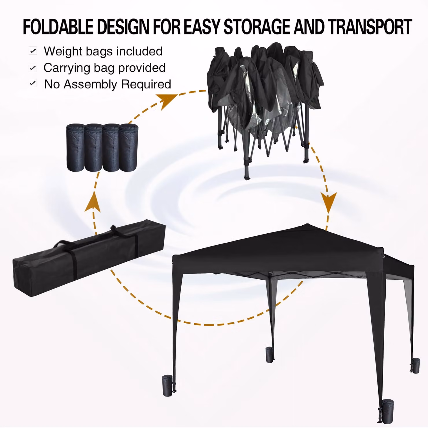 MCC Direct Pop Up Garden Party Tent Gazebo Marquee Canopy, Black and Silver, W: 300 cm, D: 300 cm, H: 255.5 cm – 2