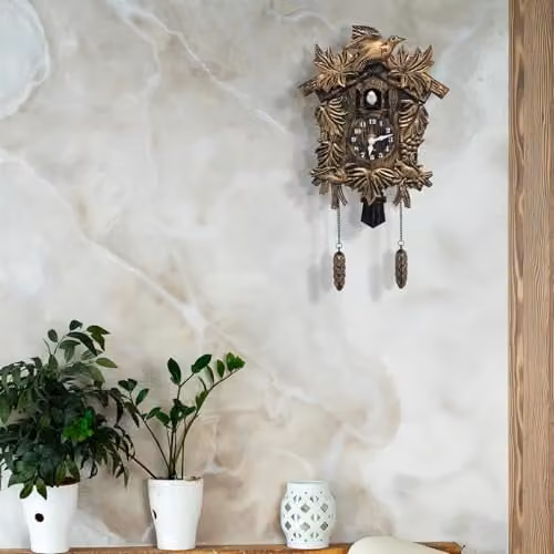 WALPLUS Brown Vintage Cuckoo Wall Clock with Pendulum and Chime, W/H: 20.2 x 37 cm – 2