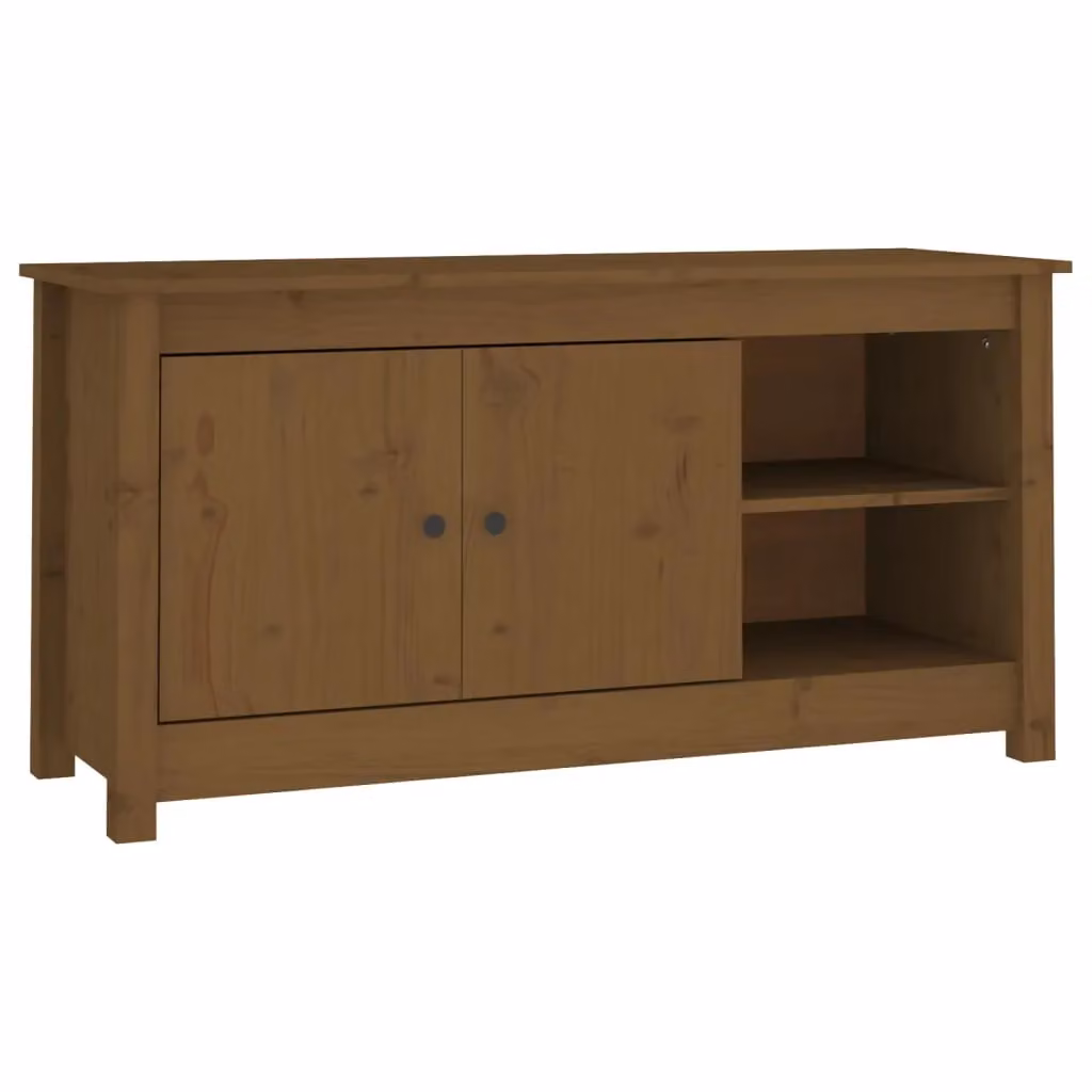 Berkfield Home Rustic Solid Wood Pine TV Cabinet in Honey Brown, W: 103 cm, D: 36.5 cm, H: 52 cm – 2