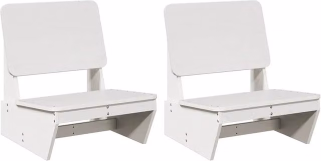 Berkfield Home Set of 2 White Rustic Solid Pine Garden Chairs, W: 60 cm, D: 64 cm, H: 70.5 cm – 1