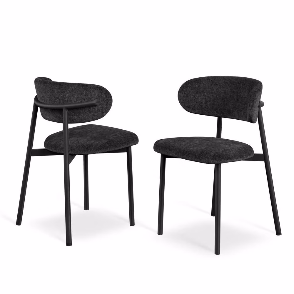 More4Homes Arlo Round Concrete Table Top with Black Legs and Myla Linen Dining Chair Set of 6, W: 120 cm, H: 75 cm – 3