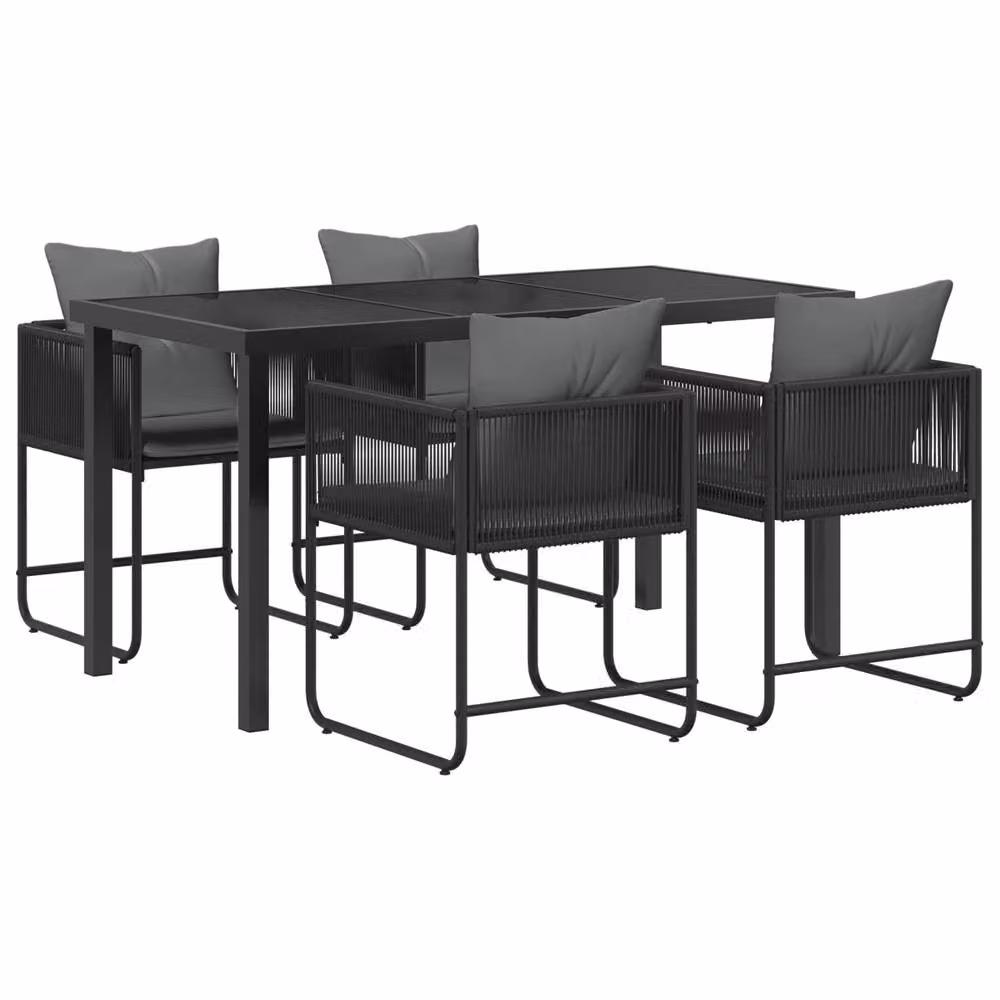Berkfield 5 Piece Garden Dining Set in Black and Anthracite, W/D/H: 140 x 80 x 73 cm – 2