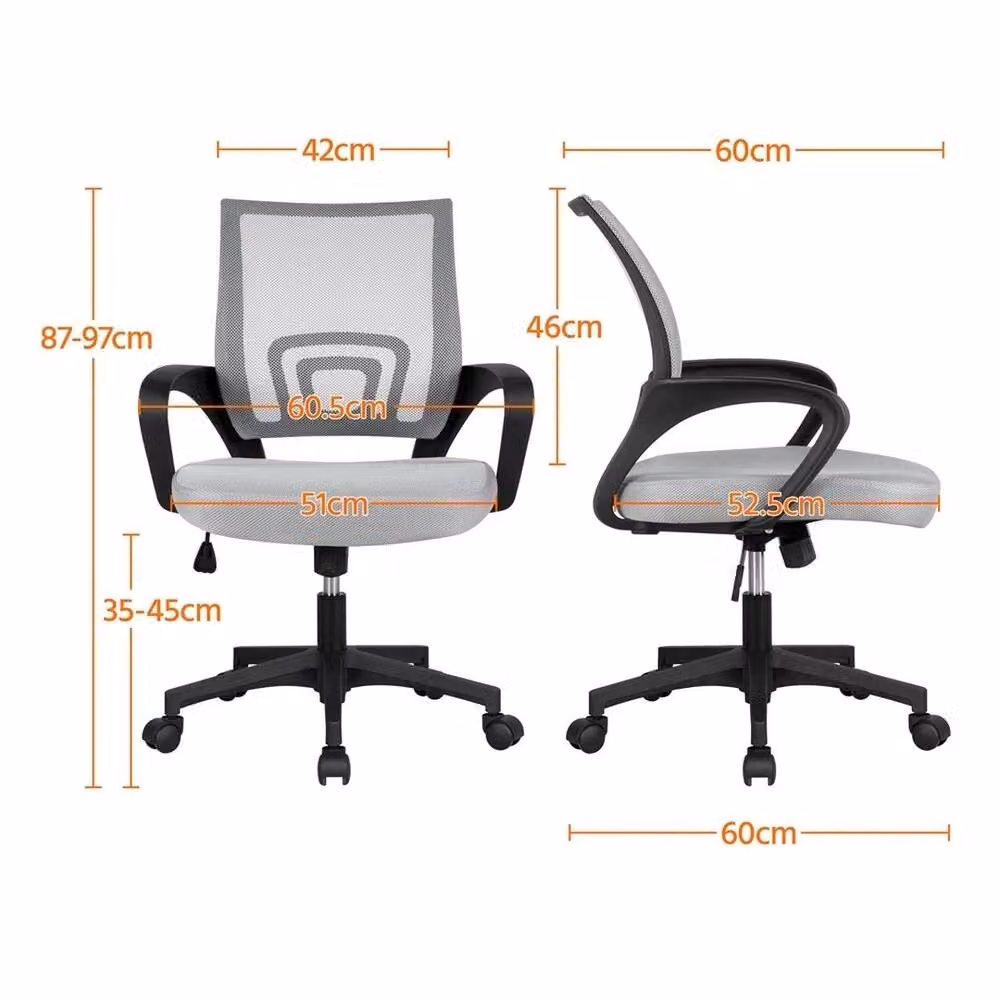FLAVORA Grey Modern Task Chair for Home Office and Study – 2