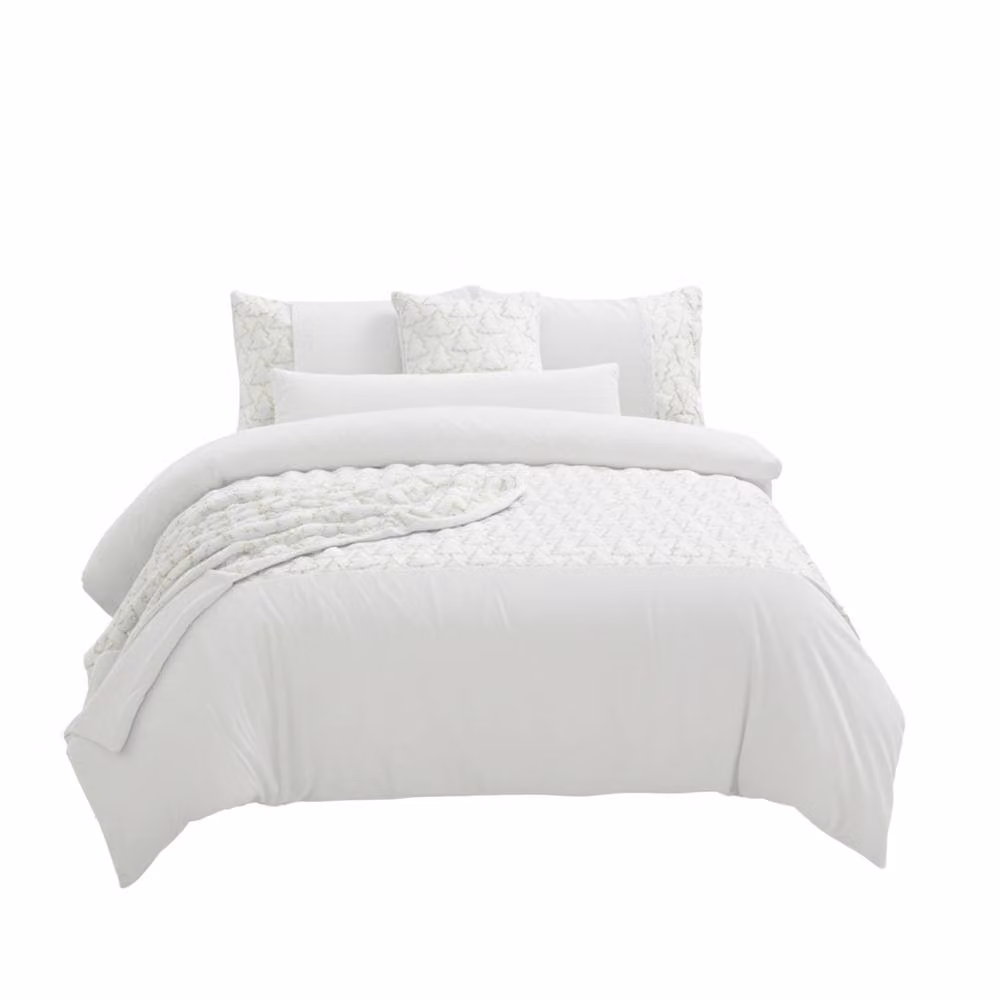 Snug City Christmas Tree Ultra Soft Teddy Fleece Duvet Cover and Pillowcase Set in White, Super King – 2