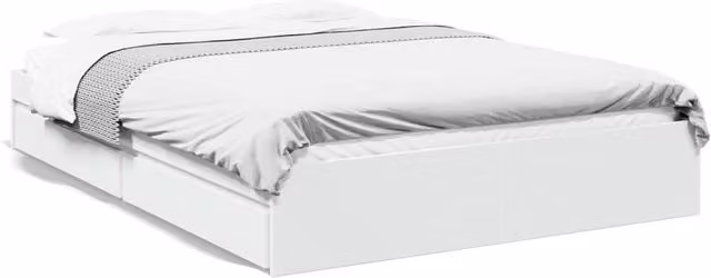 Berkfield Home Modern Bed Frame with Drawers in White, W/D/H: 160 x 200 cm – 1