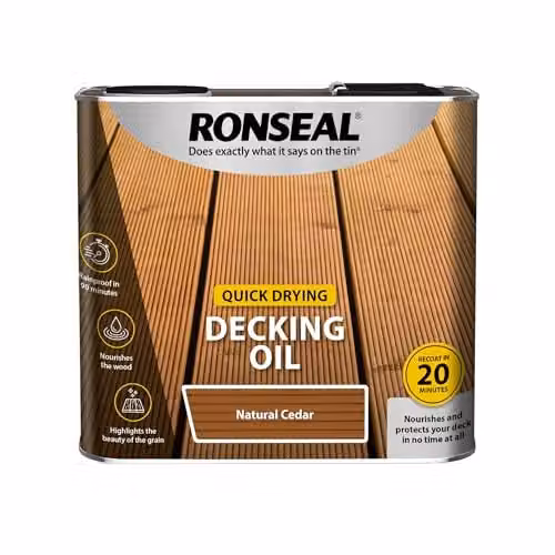 Ronseal Quick Drying Decking Oil in Natural Cedar Brown for Wood, 2.5L