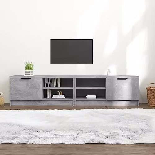 vidaXL Set of 2 Modern Grey Engineered Wood TV Cabinets for your Living Room W/D/H: 80.0 x 35.0 x 36.6 cm – 2