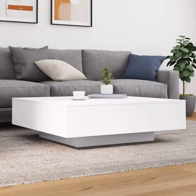 Berkfield Home Modern White Square Coffee Table, W/D/H: 100 x 100 x 31 cm