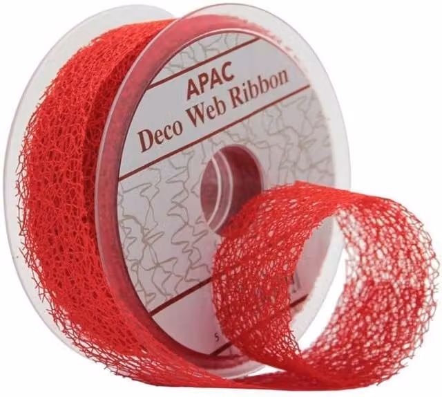 KDMD Red Deco Web Ribbon, 2 Pack