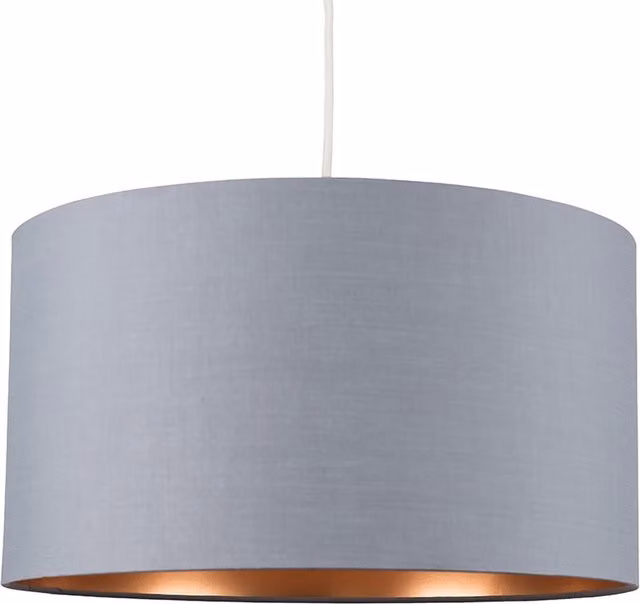 ValueLights Reni XL Modern Cylinder Ceiling Pendant Shade in Grey and Copper Fabric