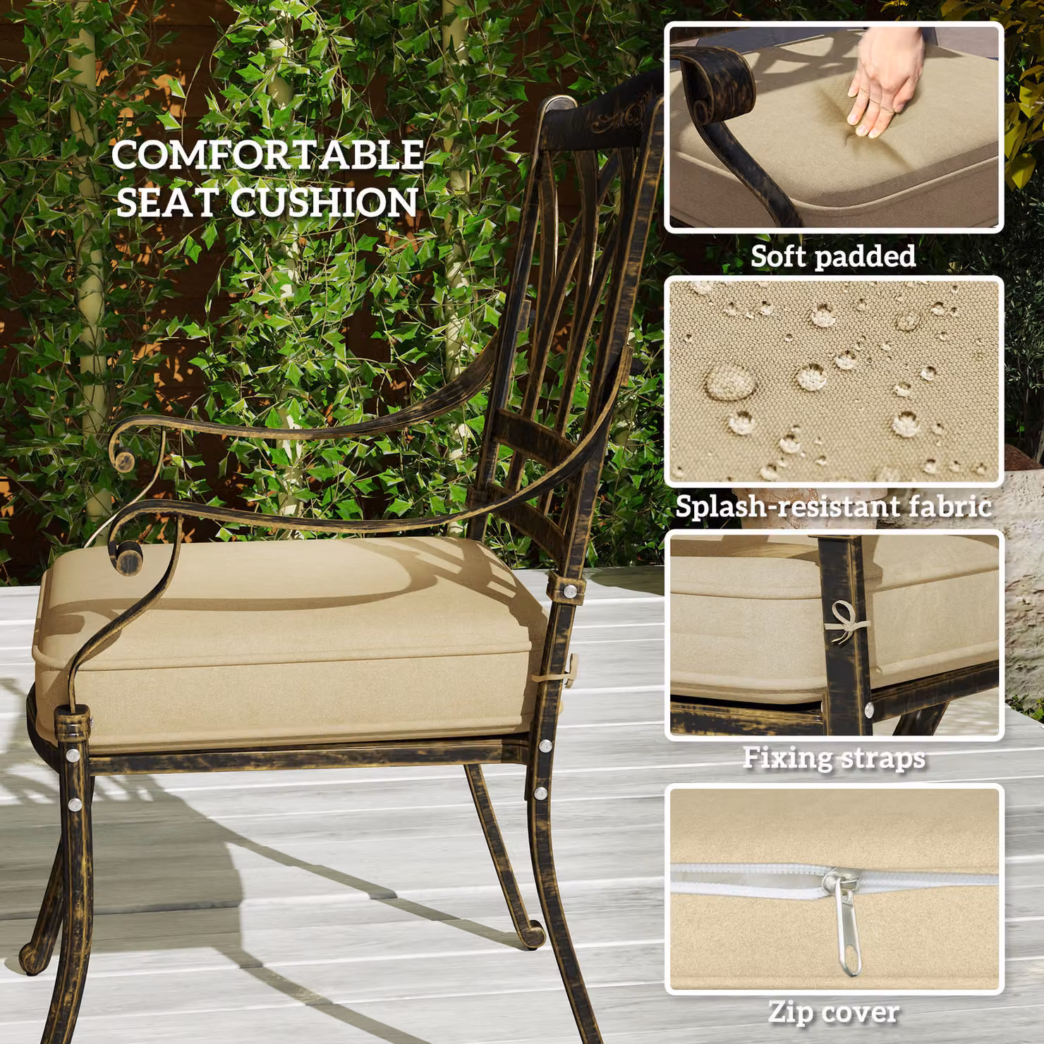 Outsunny Nine-Piece Cast Aluminium Garden Dining Set in Brown Matt Finish – 4