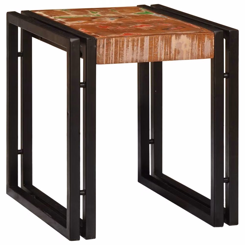 Berkfield Home Nesting Tables, 3 Pack, Brown Solid Reclaimed Wood and Metal – 3