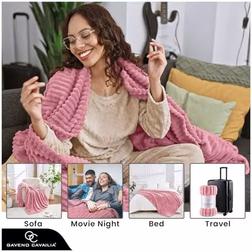 Gaveno Cavailia Fluffy Fleece Throw Blanket, Pink, W/D/H: 150 x 200 cm – 3