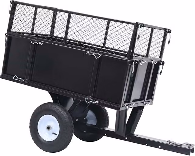 Berkfield Home Tipping Trailer for Lawn Mower, 150 kg Load Capacity, Black and Multicolour – 1
