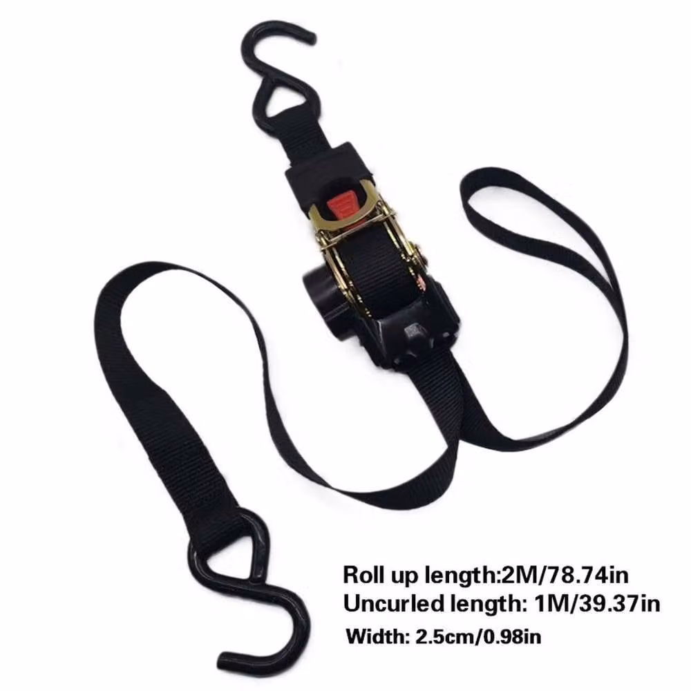 FLAVORA 2x Auto Retract Ratchet Tie Down Straps, 600kg, Black – 4