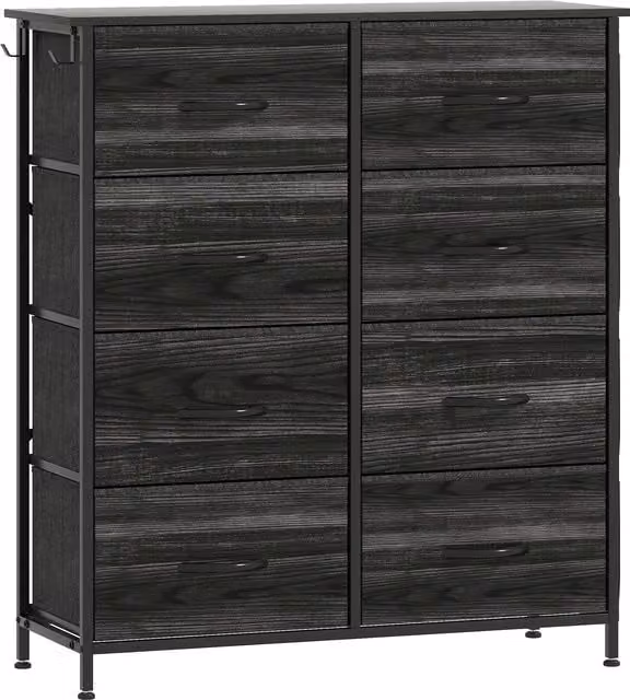 HOMCOM Black Eight Fabric Drawer Chest