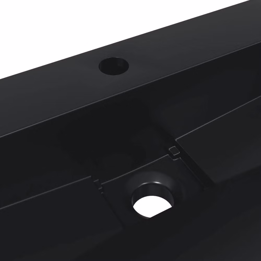 Berkfield Home Sturdy Rectangular Wash Basin in Matt Black Mineral Cast, W/D/H: 50 x 38 x 11 cm – 5