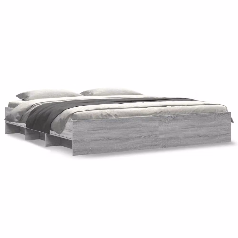 Berkfield Home Durable Bed Frame in Grey Sonoma, W/D/H: 200 x 200 x 35 cm – 3