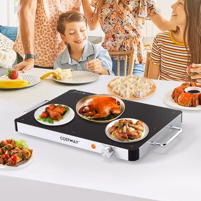 Costway Electric Tempered Glass Food Warmer and Warming Tray in Black – 1