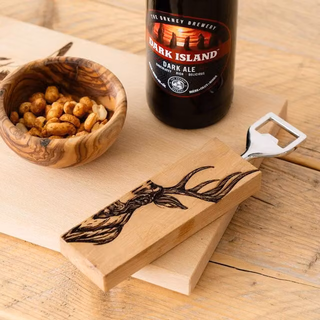 Selbrae House Scandi Stag Beech Wood Bottle Opener in Natural Brown